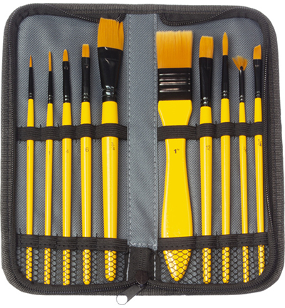 K-840003 - Kangaro - Pinceaux  peinture acrylique, poils en nylon, en étui - 