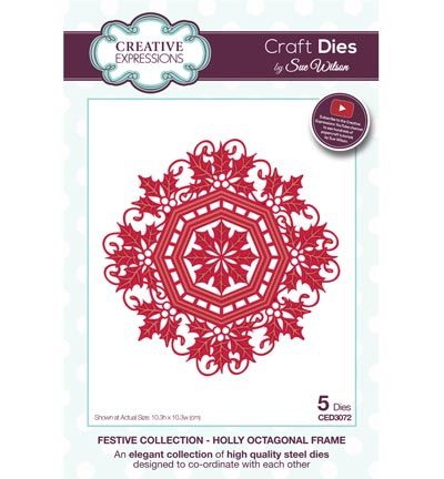 CED3072 - Creative Expressions - Holly Octagonal Frame - The Festive Collection