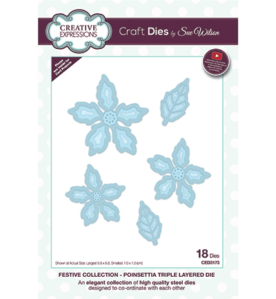 CED3173 - Creative Expressions - Poinsettia Triple Layered - Noël, hiver