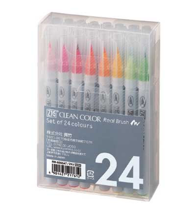 RB-6000AT/24V - Kuretake / ZIG - Set Real Brush 24 pcs - 