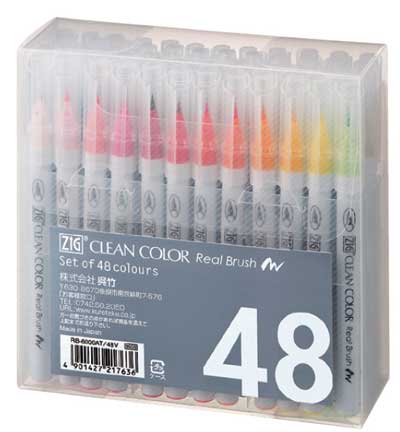 RB-6000AT/48V - Kuretake / ZIG - Set Real Brush 48pcs - Clean colors Sets