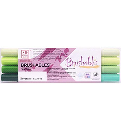 MS-7700/4VGR - Kuretake / ZIG - Zig Brushables, Green - Sets Brushables MS-7700/4VGR - Kuretake / ZIG - Zig Brushables, Green - Sets Brushables