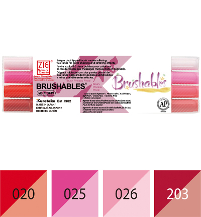 MS-7700/4VRE - Kuretake / ZIG - Zig Brushables Red 4 colors set - Brushables sets
