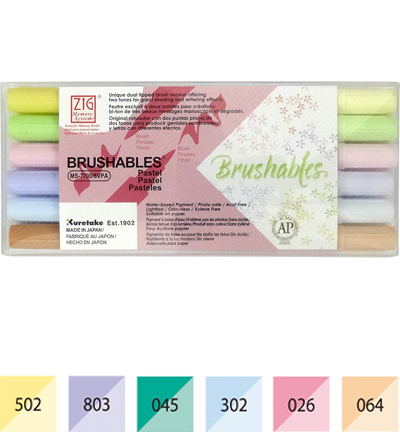 MS-7700/6VPA - Kuretake / ZIG - Zig Brushables Pastel 6 colors set - Brushables sets
