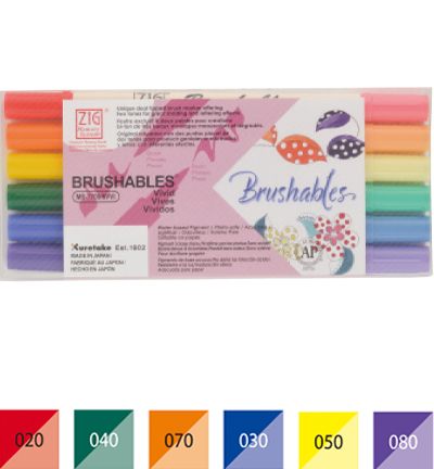 MS-7700/6VVI - Kuretake / ZIG - Zig Brushables Vivid 6 colors set - Brushables sets