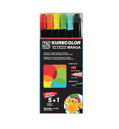 CNKC-2200N/6VBA - Kuretake / ZIG - Fine & Brush for Manga, Basic - 