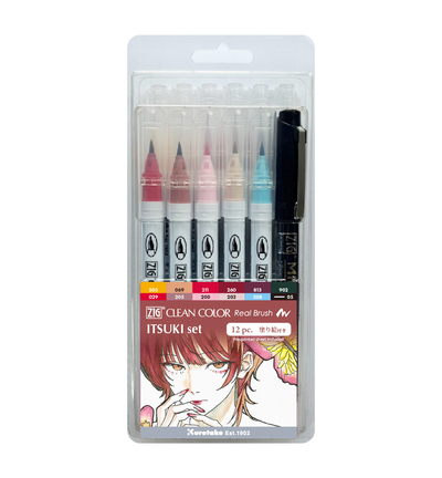 RB-6000AT/12V/AC01 - Kuretake / ZIG - Clean Color Real Brush + Itsuki, 12pcs. Set - Sets Real Brush RB-6000AT/12V/AC01 - Kuretake / ZIG - Clean Color Real Brush + Itsuki, 12pcs. Set - Sets Real Brush