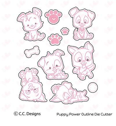 OD24 - C.C.Designs - Puppy Power - Matching Stamp dies