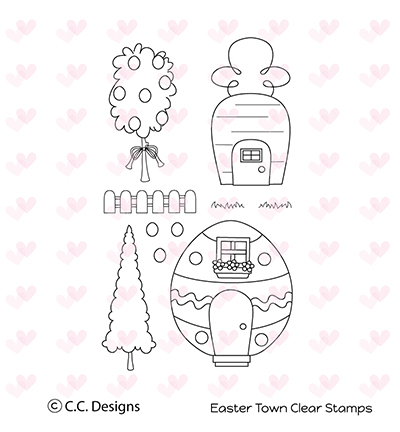 CCC-0089 - C.C.Designs - Clear Stamp Easter Town - Printemps, Pâques