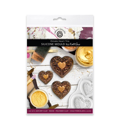 CE0151-CS - Katy Sue Designs - Moule en silicone - Ornate Heart Trio - 