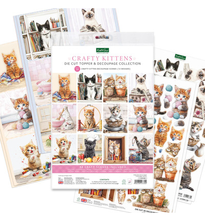 11-DCD7002 - Katy Sue Designs - Crafty Kittens Topper pré-découpé & collection découpage - 
