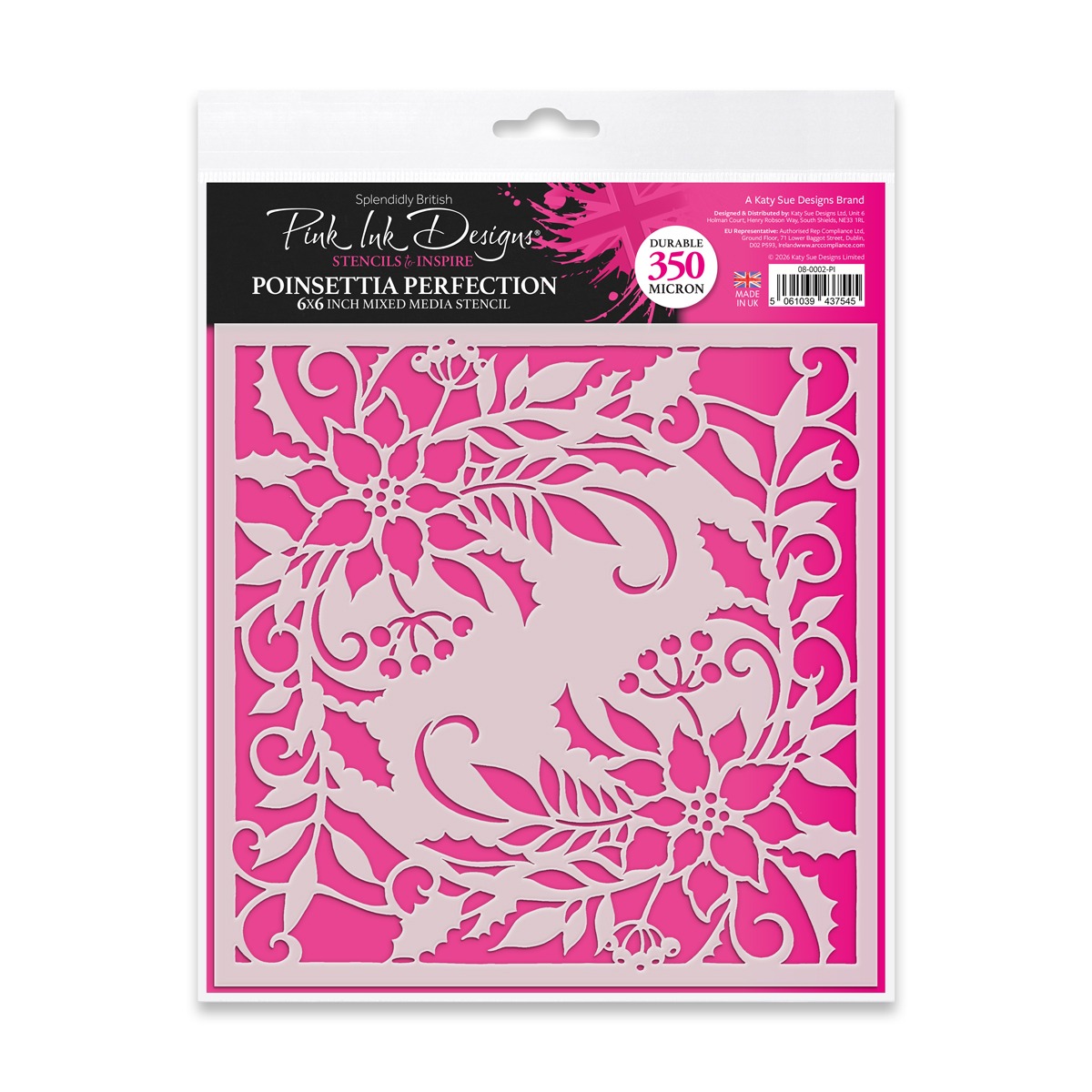 08-0002-PI - Pink Ink Designs - Poinsettia Perfection Stencil - 