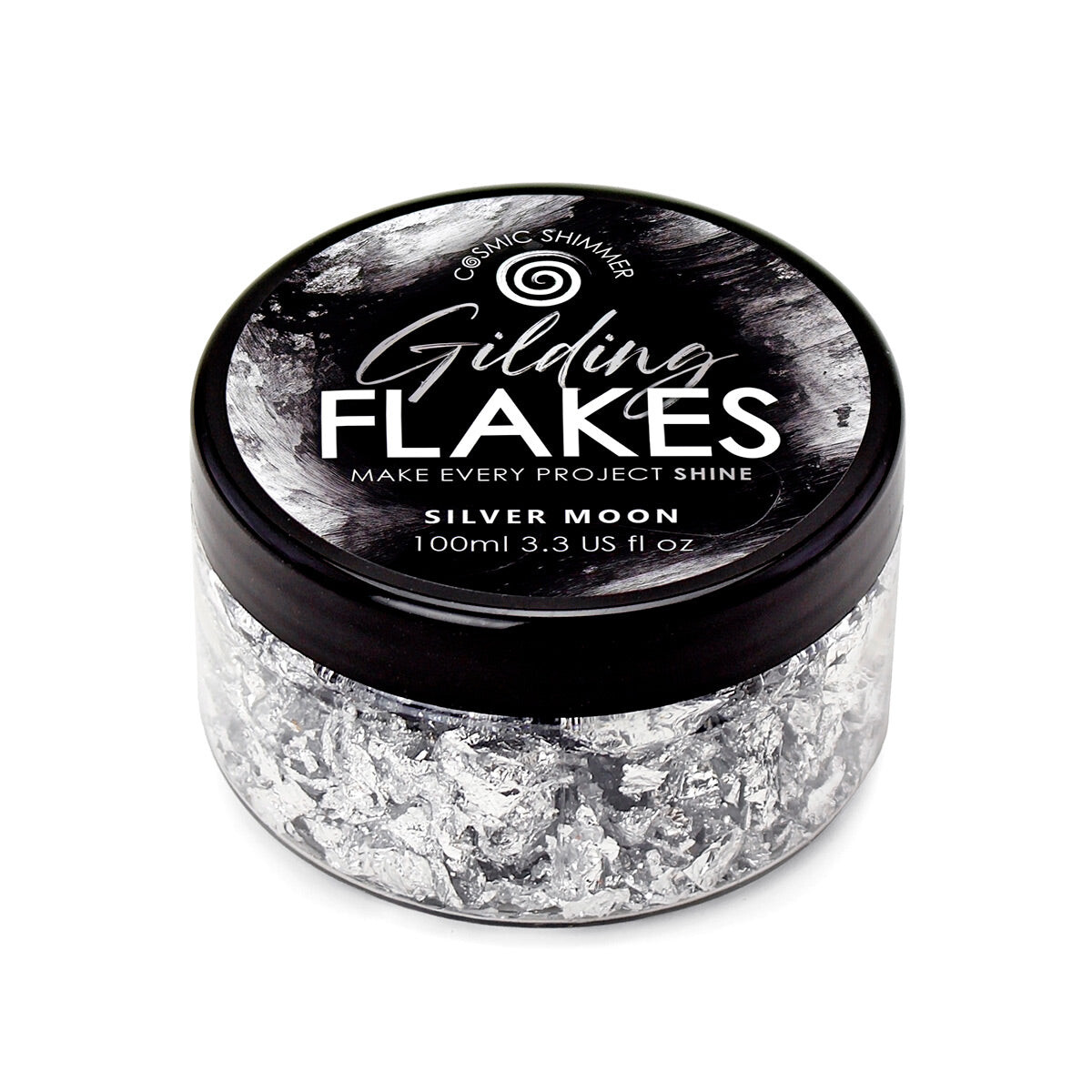 32-GF002-100 - Cosmic Shimmer - Gilding Flakes - Silver Moon 100ml - Gilding Flakes