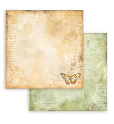 SBB1132 - Stamperia - Double face sheet, Daisy Art ochre pattern with butterfly - SBB1132 - Stamperia - Double face sheet, Daisy Art ochre pattern with butterfly -