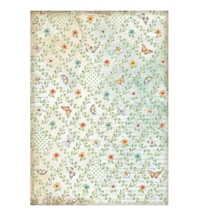 DFSA41097 - Stamperia - Flowers and butterfly pattern - DFSA41097 - Stamperia - Flowers and butterfly pattern -