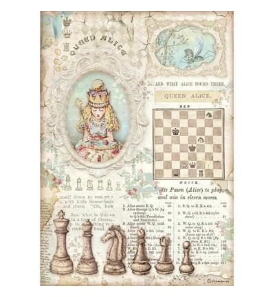 DFSA4604 - Stamperia - Papier de riz A4 Queen Alice - 