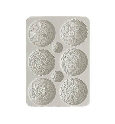 KACMA517 - Stamperia - Moule silicone A5 Brocante horloges antiques - 