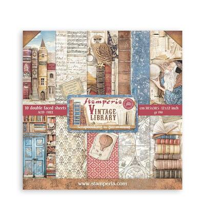 SBBL132 - Stamperia - Bloc scrapbooking Vintage Library 30,5x30,5cm - 