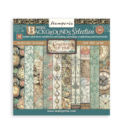 SBBL186 - Stamperia - Stamperia Grand Bloc Papier – Gardens of Time Backgrounds - 