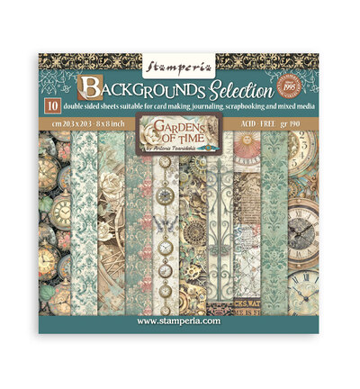 SBBS142 - Stamperia - Stamperia Petit Bloc Papier – Gardens of Time Backgrounds - 
