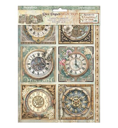 DFSA4XTM - Stamperia - Stamperia Sélection Papier Riz A4 – Gardens of Time - 