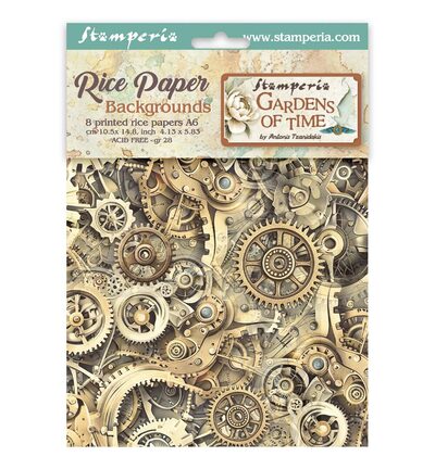 DFSAK6053 - Stamperia - Stamperia Sélection Papier Riz Fonds A6 – Gardens of Time - 