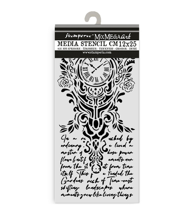 KSTDL157 - Stamperia - Stamperia Pochoir 12 x 25 cm – Gardens of Time Clock and Writing - 