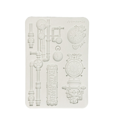 KACMA608 - Stamperia - Stamperia Moule en Silicone A5 – Gardens of Time Clocks and Tubes - 