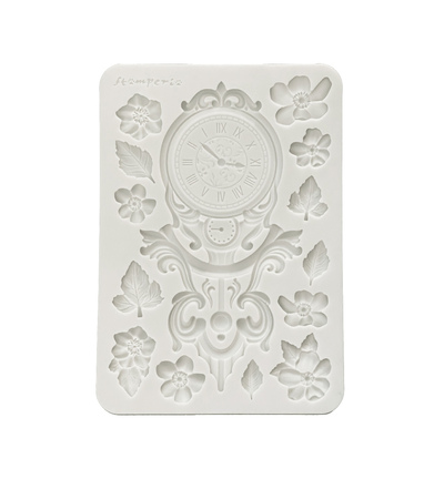 KACMA610 - Stamperia - Stamperia Moule en Silicone A5 – Gardens of Time Clock and Flowers - 