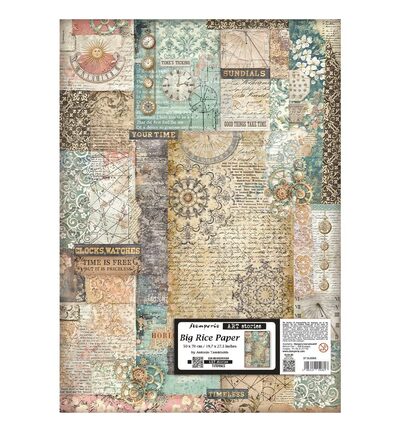DFSAJB006 - Stamperia - Stamperia Papier Riz 50 x 70 cm – Gardens of Time Mixed Pattern - 