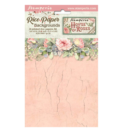 DFSAK6039 - Stamperia - Stamperia Sélection Papier Riz Fonds A6 – House of Roses - DFSAK6039 - Stamperia - Stamperia Sélection Papier Riz Fonds A6 – House of Roses -