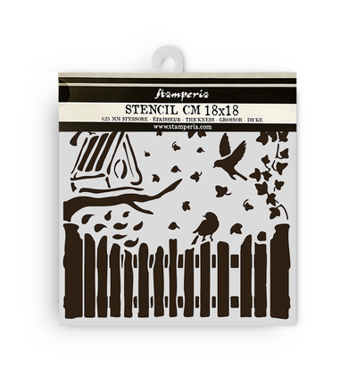 KSTDQ122 - Stamperia - Stamperia Pochoir Épais 18 x 18 cm – House of Roses Fence and Birds - KSTDQ122 - Stamperia - Stamperia Pochoir Épais 18 x 18 cm – House of Roses Fence and Birds -