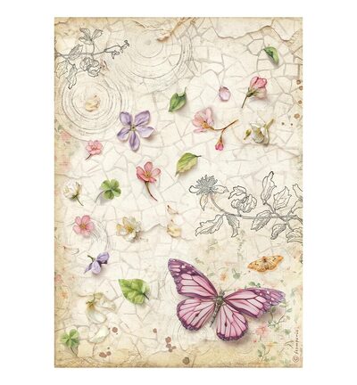 DFSA41117 - Stamperia - Stamperia Papier de riz A4 – All Around Butterfly - 