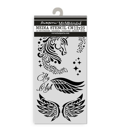 KSTDL95 - Stamperia - Stamperia Pochoir epais 12x25 cm – Wonderland Unicorn - 