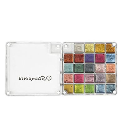 KAJKIT02 - Stamperia - Stamperia Set d'aquarelle métalliques – 24 couleurs - Peinture à base d'eau