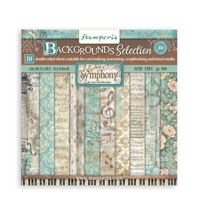 SBBS145 - Stamperia - Stamperia bloc de fonds scrapbooking 20,3x20,3 cm – Symphony - 