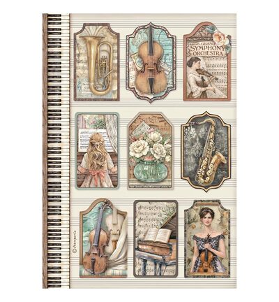 DFSA41126 - Stamperia - Stamperia papier de riz A4 – Symphony tags - 