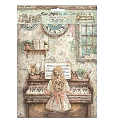 DFSA4XSP - Stamperia - Stamperia sélection papier de riz A4 6 feuilles – Symphony - 