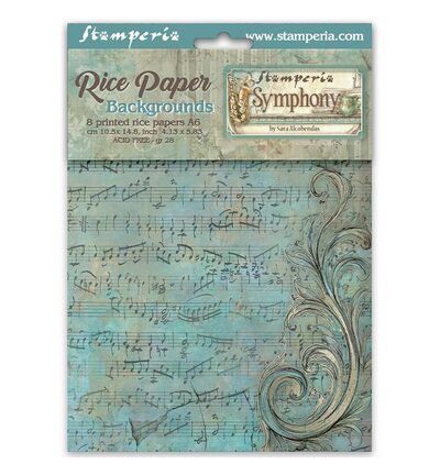 DFSAK6055 - Stamperia - Stamperia papier de riz A6 fonds 8 feuilles – Symphony - 