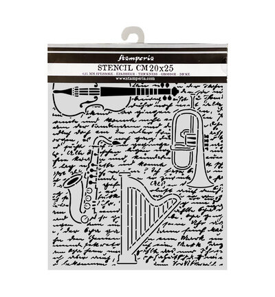 KSTD212 - Stamperia - Stamperia pochoir 20x25 cm – Symphony violon, trompette et harpe - 