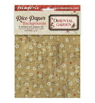 DFSAK6057 - Stamperia - Stamperia papier de riz A6 fonds 8 feuilles – Oriental Garden - 