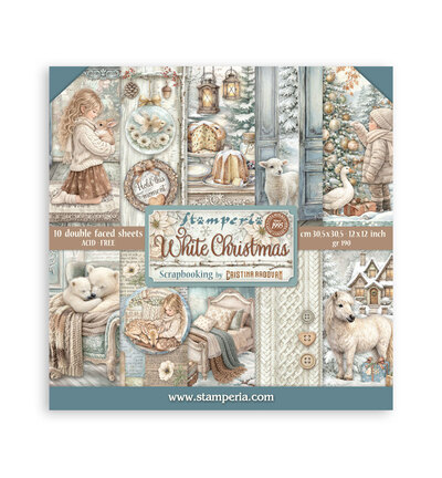 SBBL190 - Stamperia - Stamperia grand bloc scrapbooking 30,5x30,5 cm – White Christmas - SBBL190 - Stamperia - Stamperia grand bloc scrapbooking 30,5x30,5 cm – White Christmas -
