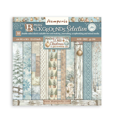 SBBL191 - Stamperia - Stamperia bloc de fonds scrapbooking 30,5x30,5 cm – White Christmas - Scrapbooking Pad
