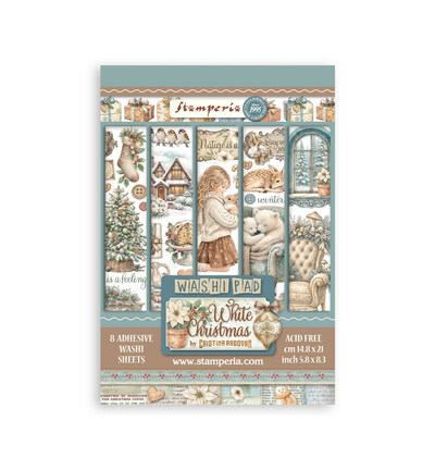 SBW36 - Stamperia - Stamperia bloc washi A5 8 feuilles – White Christmas - 