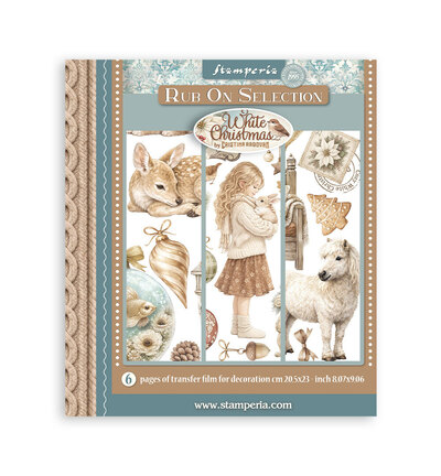 DFLRBXG13 - Stamperia - Stamperia sélection Rub-On 6 feuilles – White Christmas - 