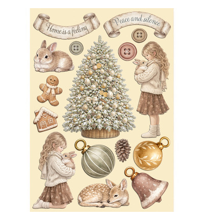 KLSP206 - Stamperia - Stamperia formes en bois A5 – White Christmas - Decorative Shapes