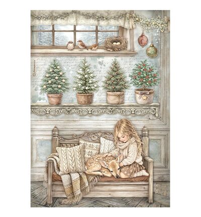 DFSA41148 - Stamperia - Stamperia papier de riz A4 – White Christmas petite fille et faon - Rice Paper DFSA41148 - Stamperia - Stamperia papier de riz A4 – White Christmas petite fille et faon - Rice Paper