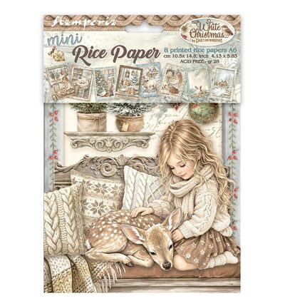 DFSA6X10 - Stamperia - Stamperia mini papier de riz A6 8 feuilles – White Christmas - Rice Paper