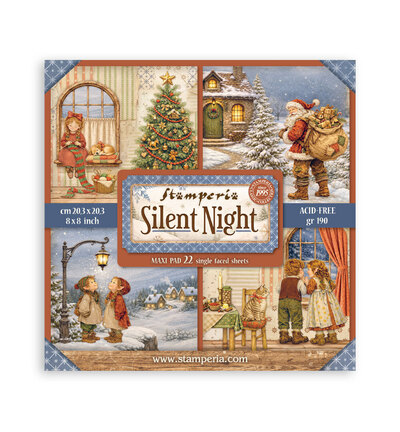 SBBSXB28 - Stamperia - Stamperia bloc papier simple face 20,3x20,3 cm – Silent Night - Scrapbooking Pad