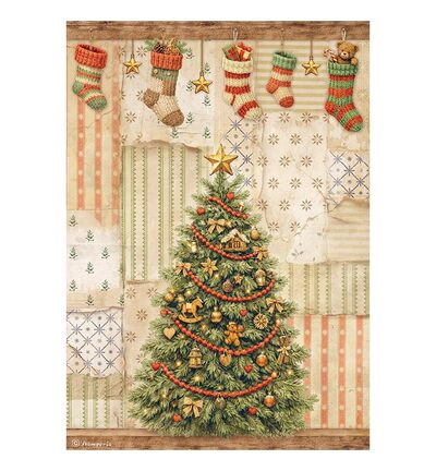 DFSA41140 - Stamperia - Stamperia papier de riz A4 – Silent Night sapin de Noël - Rice Paper DFSA41140 - Stamperia - Stamperia papier de riz A4 – Silent Night sapin de Noël - Rice Paper